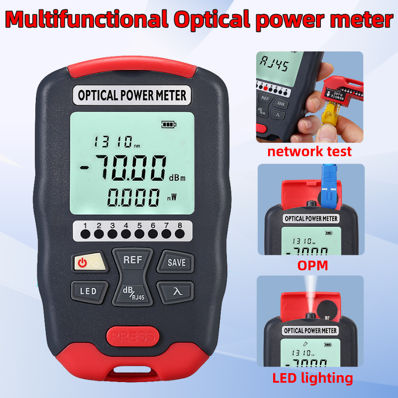 AUA-D7/D5/DC7/DC5 光パワーメータ -70 〜 10/-50 〜 26dBm OPM FTTH 光ファイバテスター内蔵 Rj45 ネットワークテスト/LED ライト