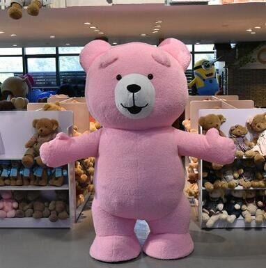 インフレータブル ピンク テディベア マスコット コスチューム ソフト フルボディ スーツ クリスマスのお祝い ビジネス オープニング ショー用
