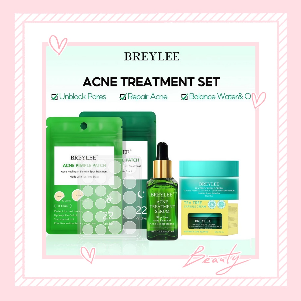 BREYLEE ティーツリー エッセンス フェイス クリーム アクネ パッチ 4 点セット、油分と水分のバランスを整え、ニキビを治療します