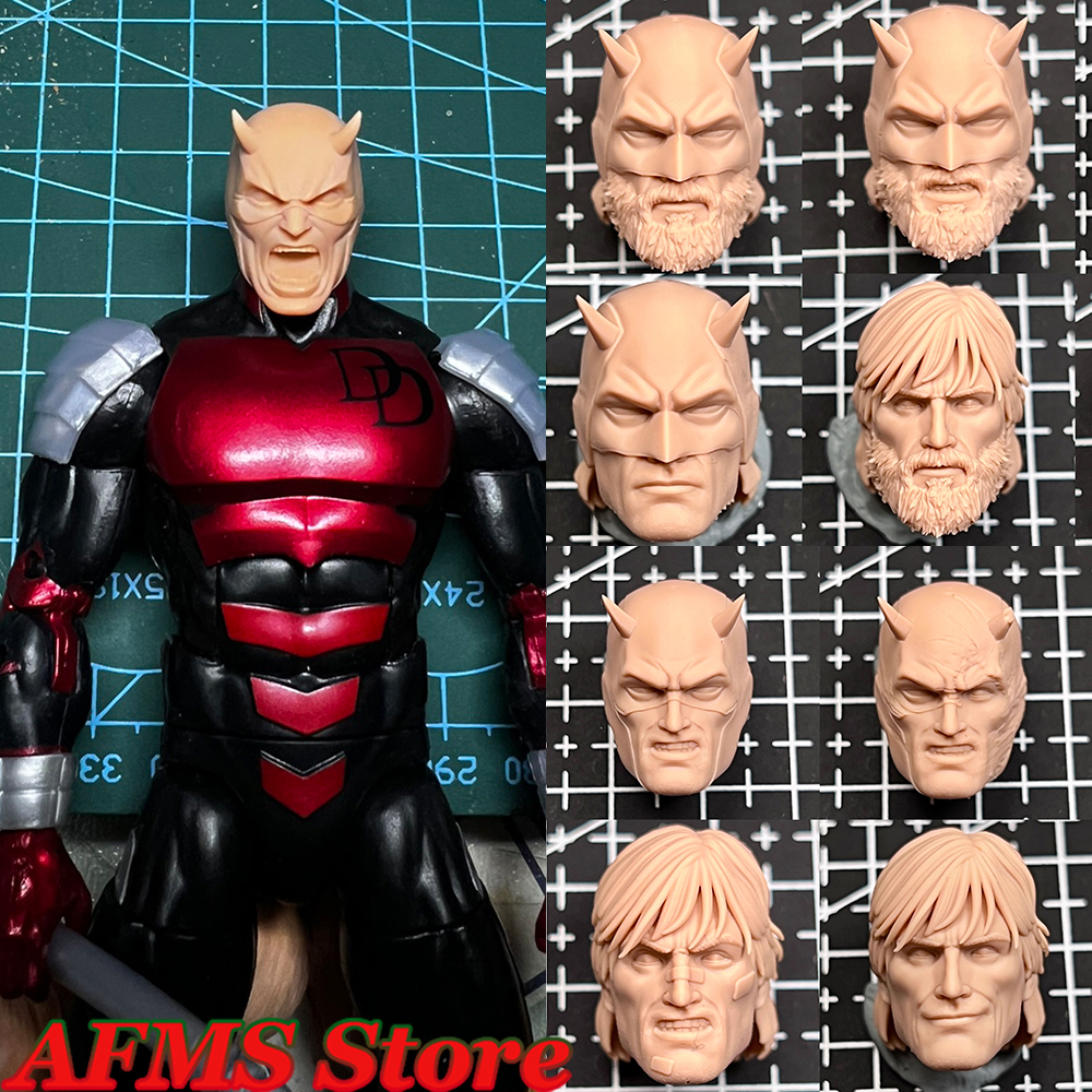 Unpaint 1/12 Male Soldier Head Sculpt Daredevil Matt Murdock Marvel Superhero Superpower Lawyer Head Model Fit 6" Action Figure