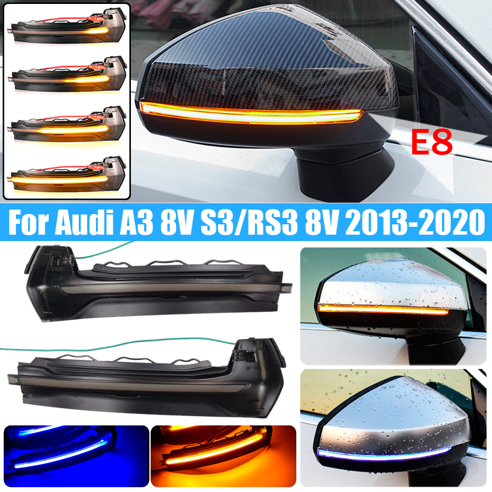 2 個ダイナミックウインカーアウディ A3 8V S3 RS3 サイドミラーライト LED ウインカー 2013 2014 2015 2016 2018 2019 2020 矢印フラッシャー