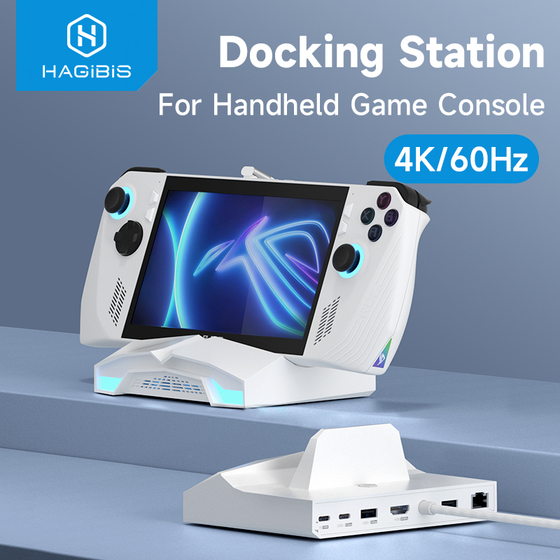 ハギビス ROG Ally/Steam デッキ/Switch2/OLED ドック 6 in 1 ユニバーサル ドッキング ステーション 4K HDMI 2.5G RJ45 100W RGB ライト USB C ハブ付き