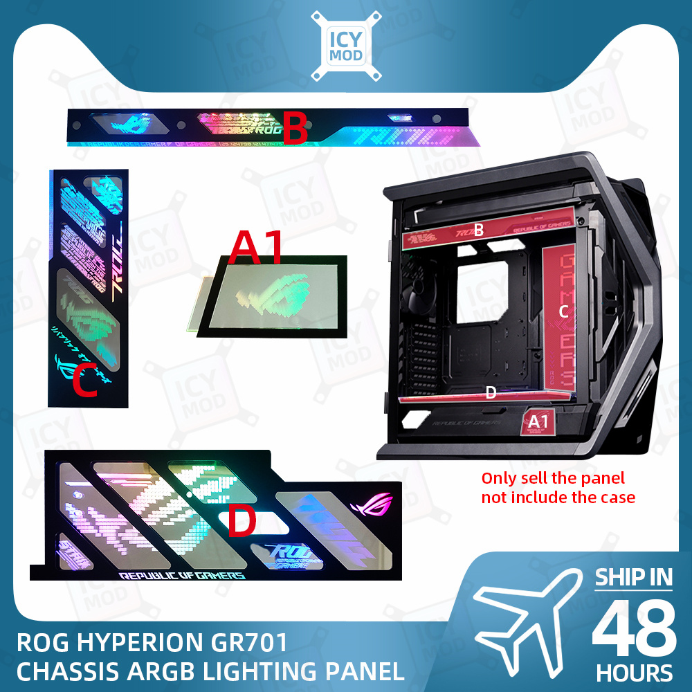 ASUS GR701 レーザー彫刻ケースパネル ARGB 照明プレート ROG Strix Helios PC MOD 装飾ライトプレート