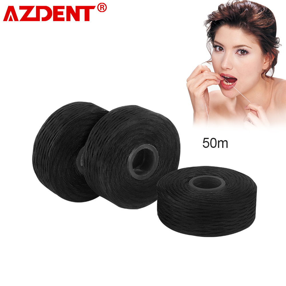 AZDENT ホット 20 ロール 50 メートル口腔ケアデンタルフロッサ竹炭 PP ライン内蔵スプールワックスミントフレーバーフラットワイヤー歯列