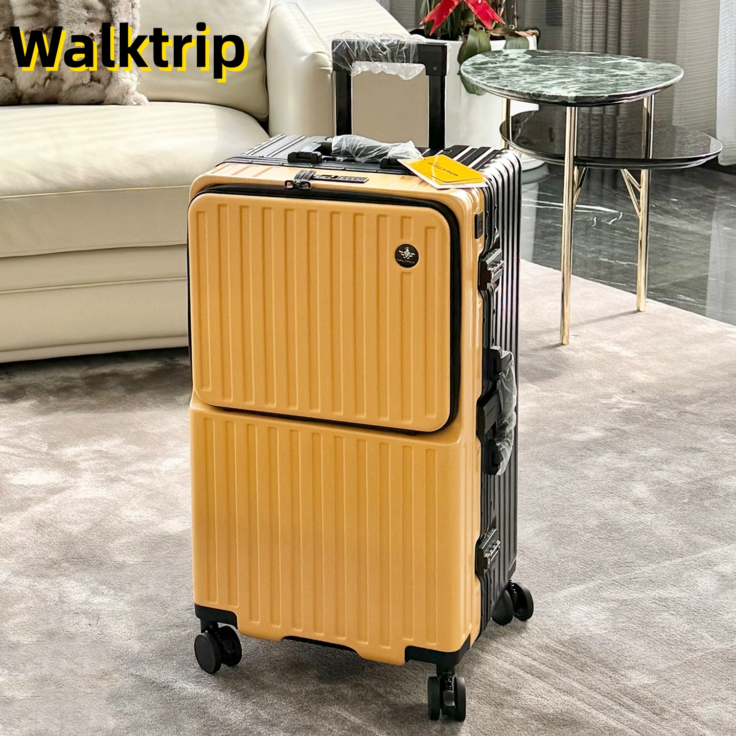 ローリングラゲッジフロントオープンポケット女性スーツケース PC 素材アルミフレーム TSA ロック充電ポート旅行 20/24/26 インチ