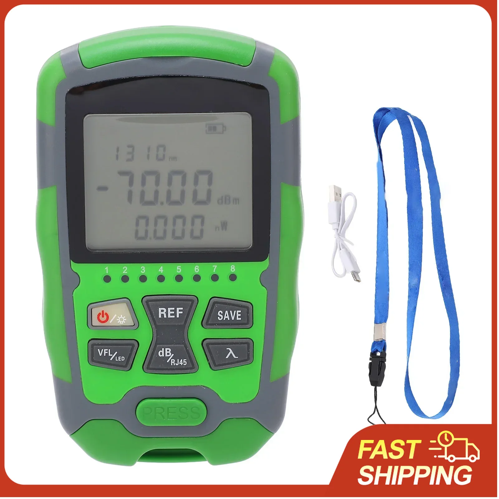 AUA MC70 4-in-1 光パワー メーター、-70 ～ 10dBm、赤色光源付き