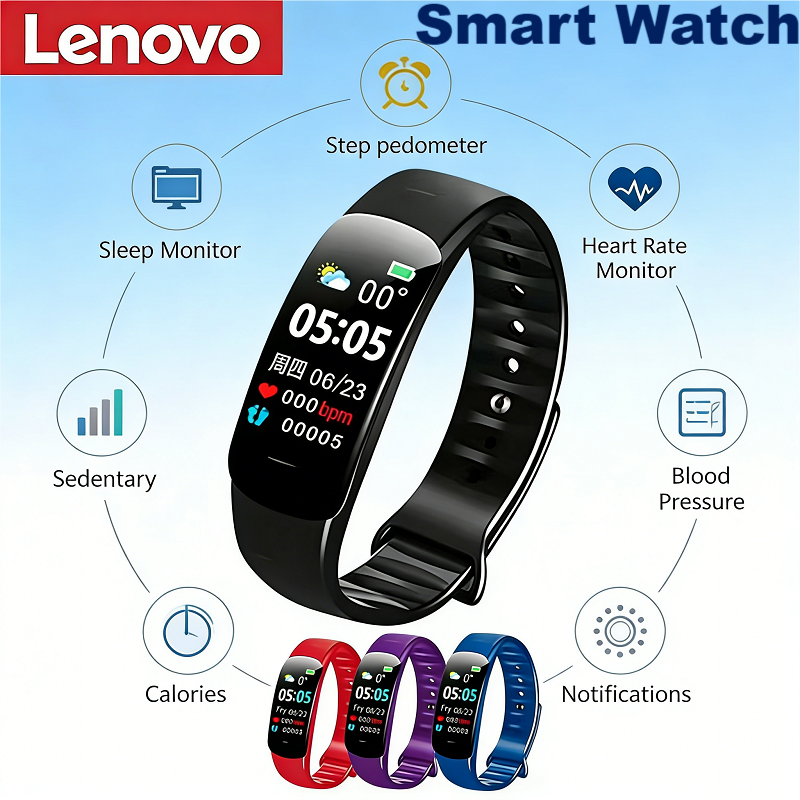 Lenovo C1 Plus スマートウォッチ Bluetooth 歩数計スポーツブレスレットフィットネストラッカー心拍数血圧睡眠男性女性