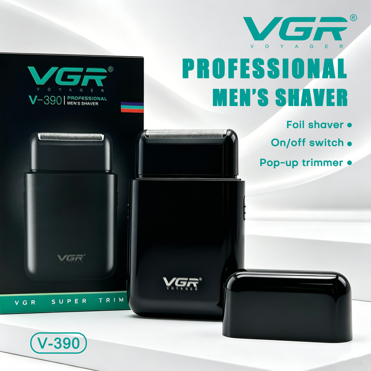 VGR 電気シェーバープロフェッショナルひげトリマーかみそりポータブルミニシェーバー往復シェービング 2 刃 USB 充電男性用 V-390