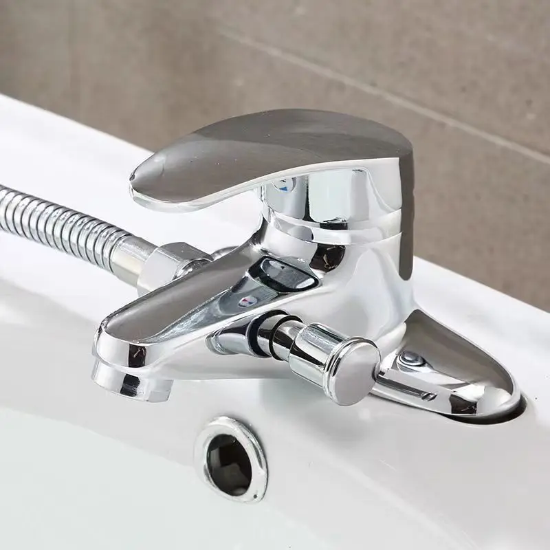 浴室混合栓デッキマウントシャワー蛇口家庭用トイレ洗面台温水および冷水タップ多機能クローム蛇口
