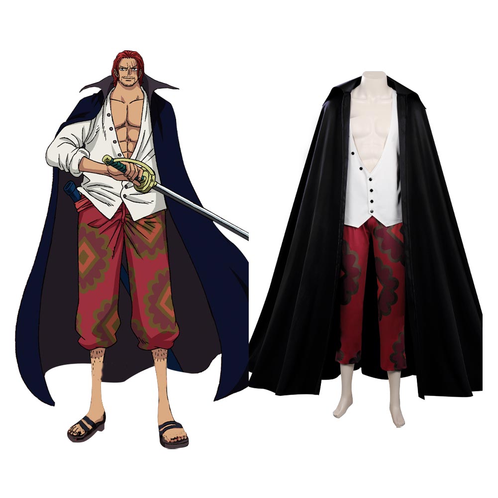 フィルムレッドシャンクスコスプレファンタジア衣装成人男性制服マントコートパンツファンタジー衣装ハロウィンカーニバルスーツ