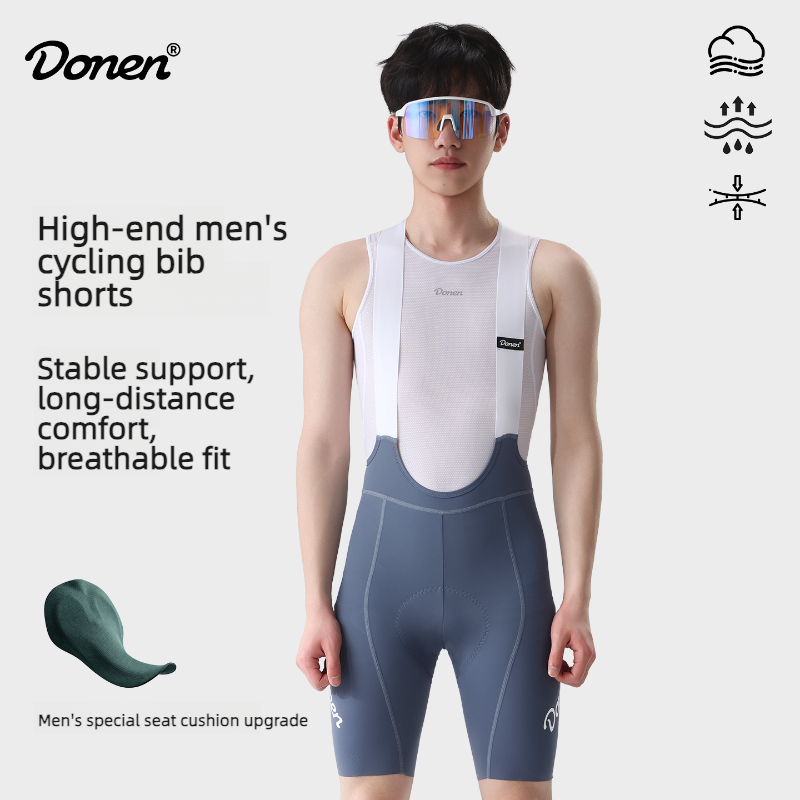 DOENEN メンズ プロフェッショナル サイクリング ビブショーツ 春夏用 – 伸縮性、通気性、速乾性に優れ、衝撃吸収パッド付き