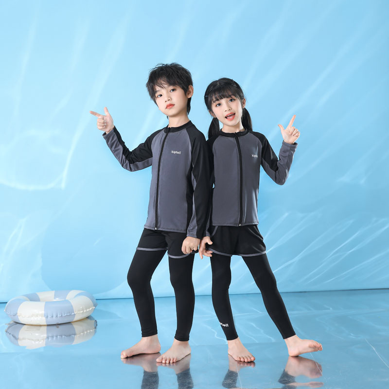 男の子と女の子の子供の長袖日焼け止め水着速乾性ダイビングスーツサーフィンスーツ屋外水着 3 点セット新しい