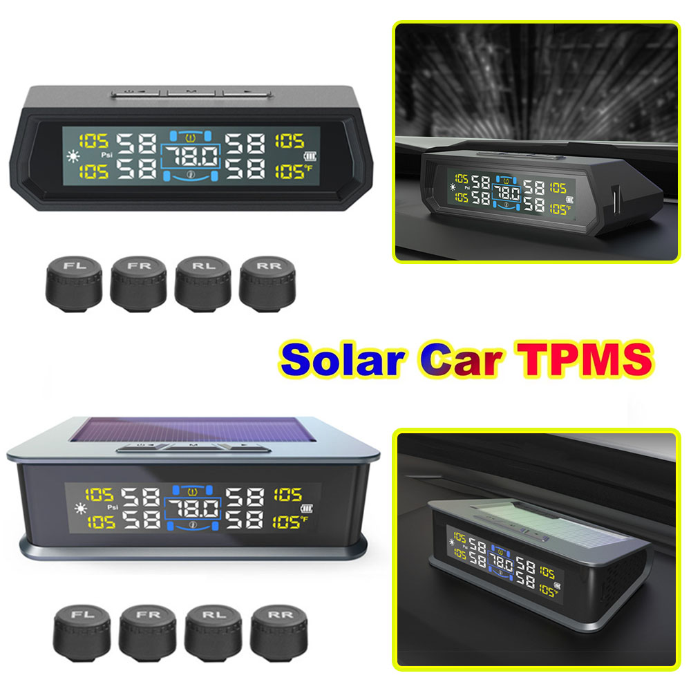 ソーラー TPMS 車のタイヤ空気圧警報デジタルカラフルなディスプレイ 4 外部センサー防水タイヤ空気圧温度音声警告