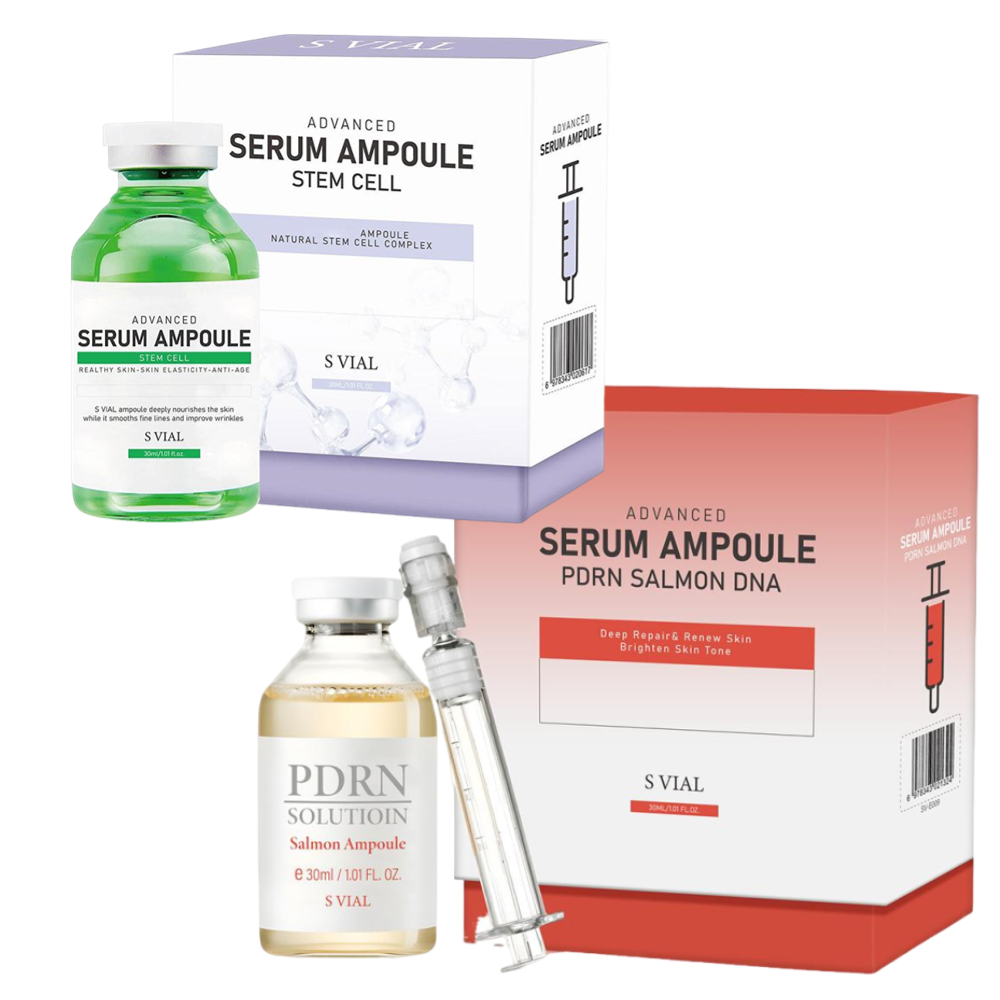 S VIAL 韓国プレミアム アンプル、幹細胞複合体を含む PDRN サケ DNA 抽出物、集中的な肌の再生、美白、スキンケア