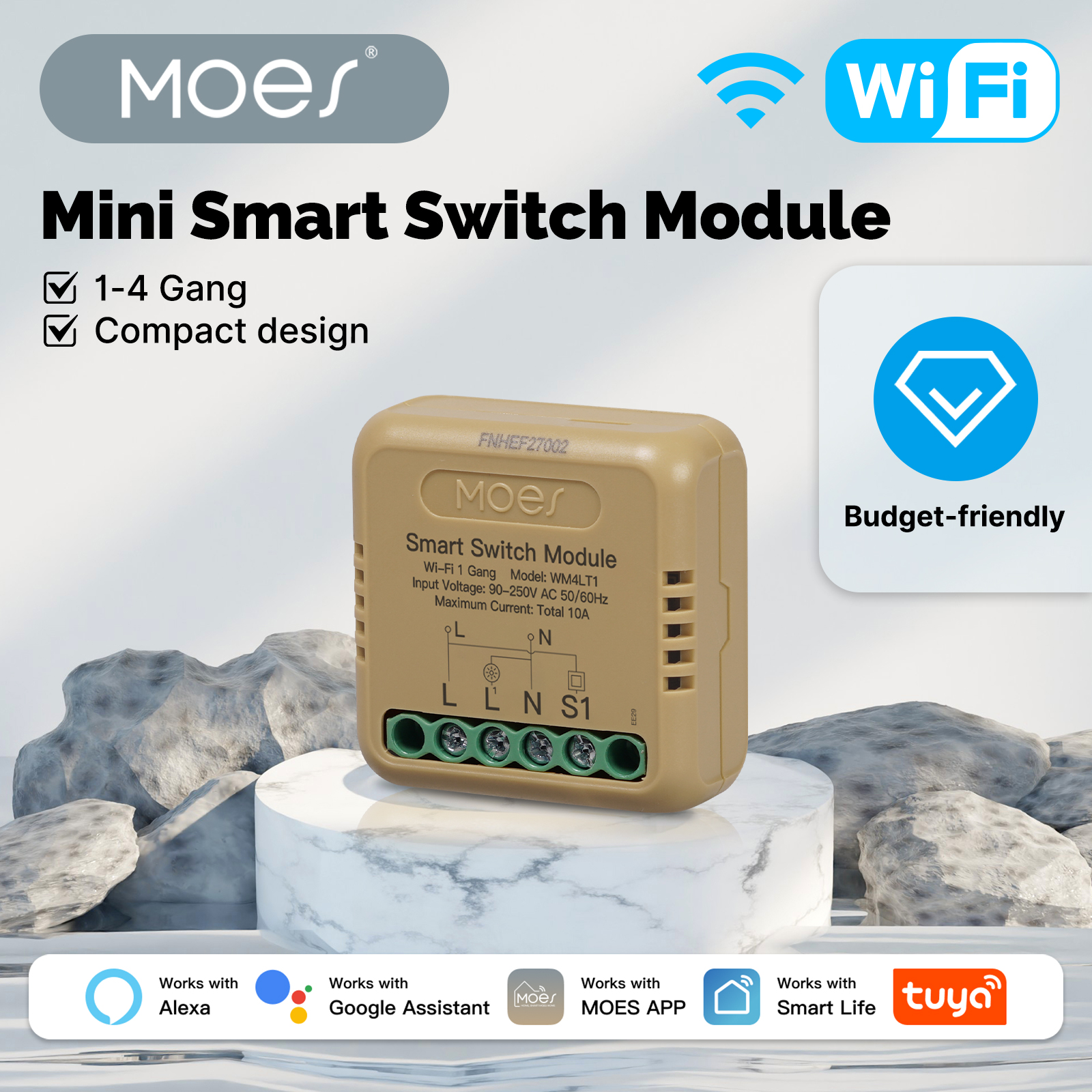 MOES Tuya WiFi/Zigbee ミニスマートスイッチモジュール DIY 1-4 ギャング音声制御 Google ホーム Alexa タイマーホームオートメーションと連携