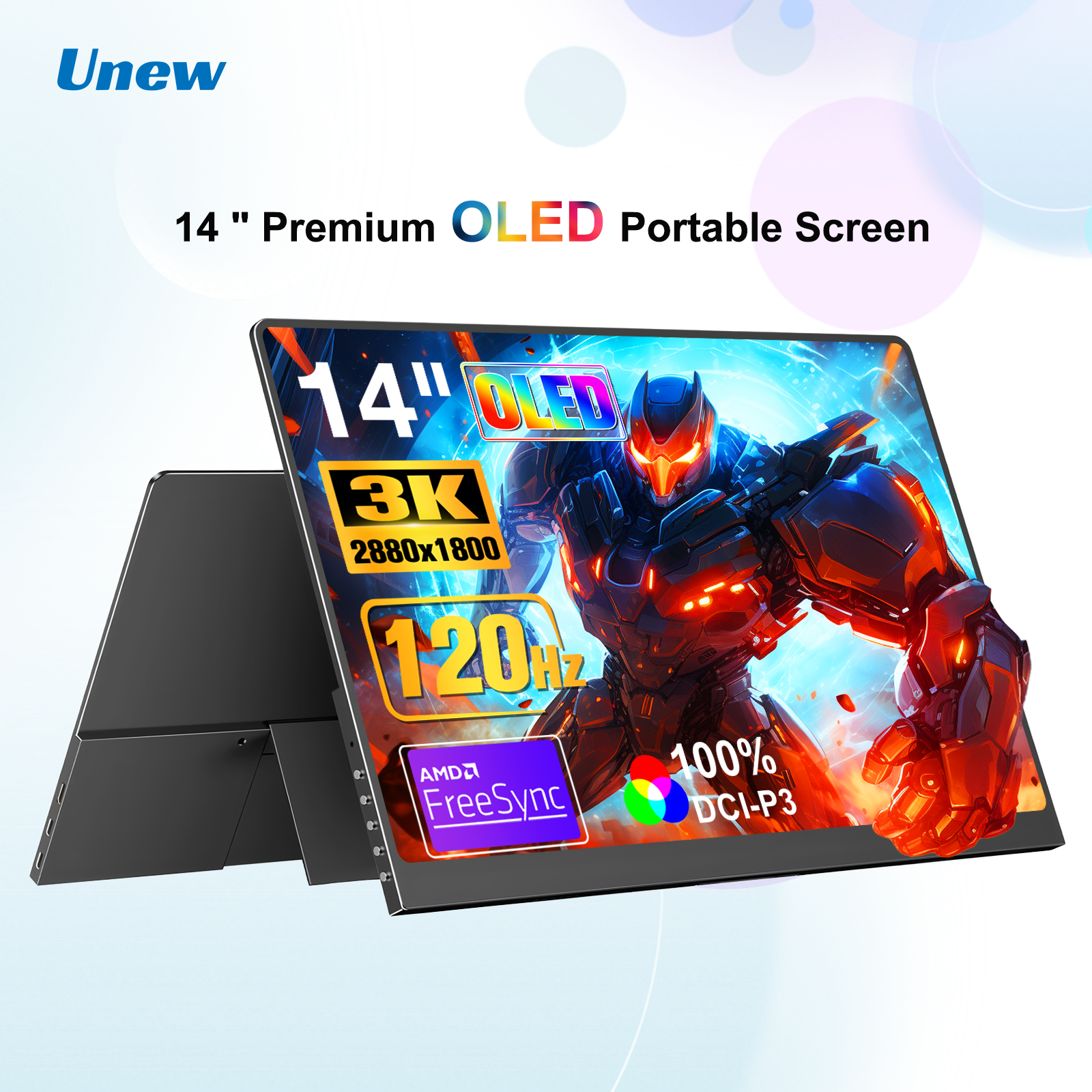 14 inch Portable Monitor OLED 3K 120Hz 2880*1800 Low Blue Light HDR Display for Laptop Gaming Monitor PS Switch Xbox