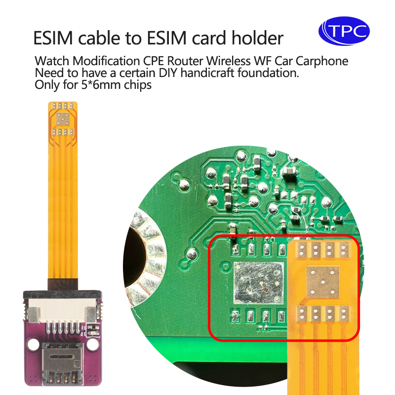 TPC ESIM ケーブル - ESIM カード アダプター アダプター プレート ESIM ラボでテスト済み、はんだ付けが必要 5*6 mm チップ用