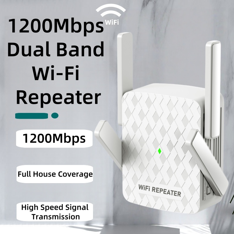 1200Mbps WiFiリピーターデュアルバンド2.4GHz/5GHzワイヤレス長距離エクステンダー信号ブースターEU/米国プラグホームオフィスアンプ