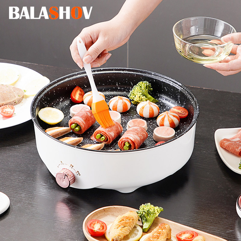 220V MultiCooker 電気フライパン家庭用バーベキュー揚げステーキ魚オムレツフライパンノンスティック電気機械 EU プラグ