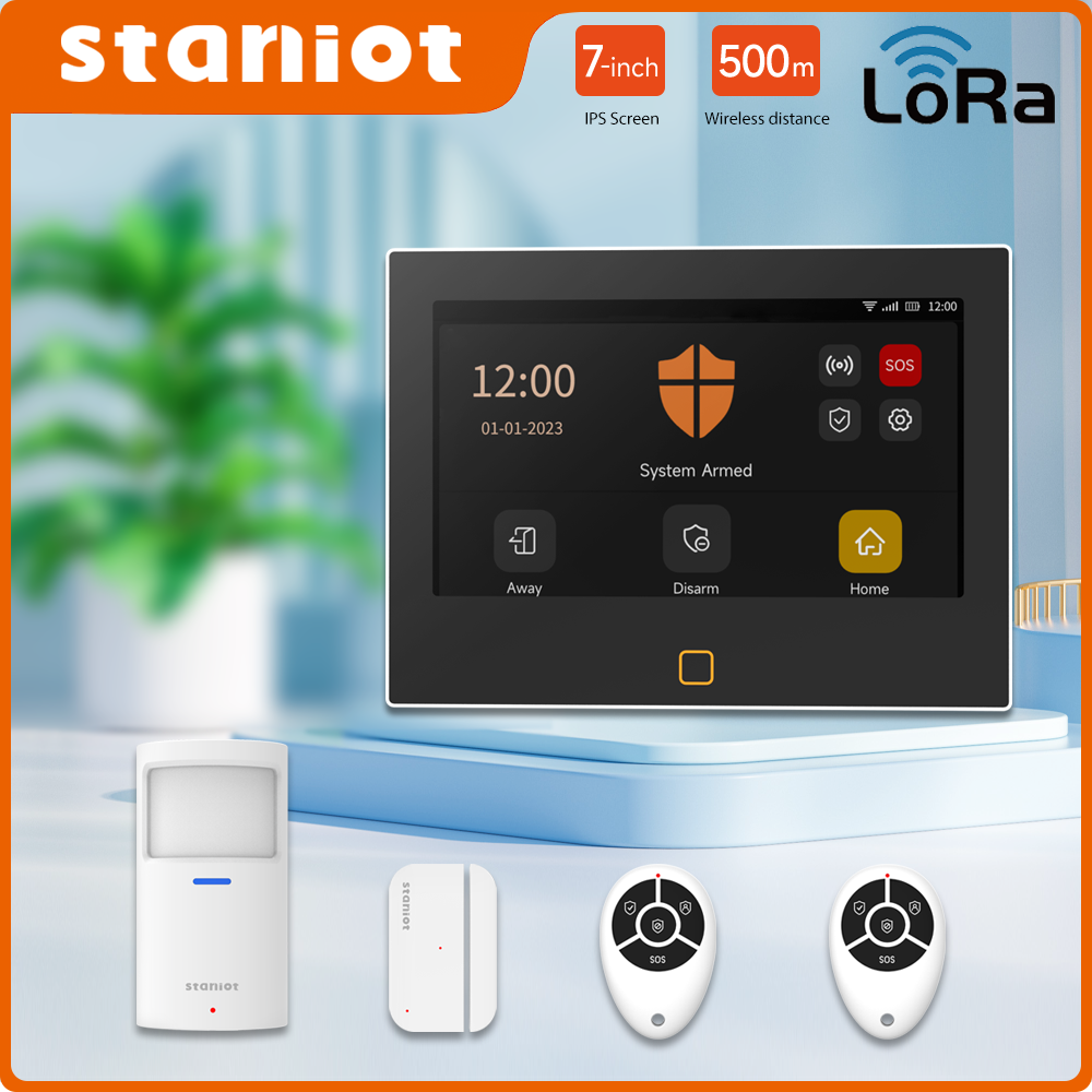 Staniot LoRa バージョン 7 インチセキュリティ警報システム WiFi 4G Tuya スマートホーム盗難キット 500 メートル伝送距離内蔵サイレン