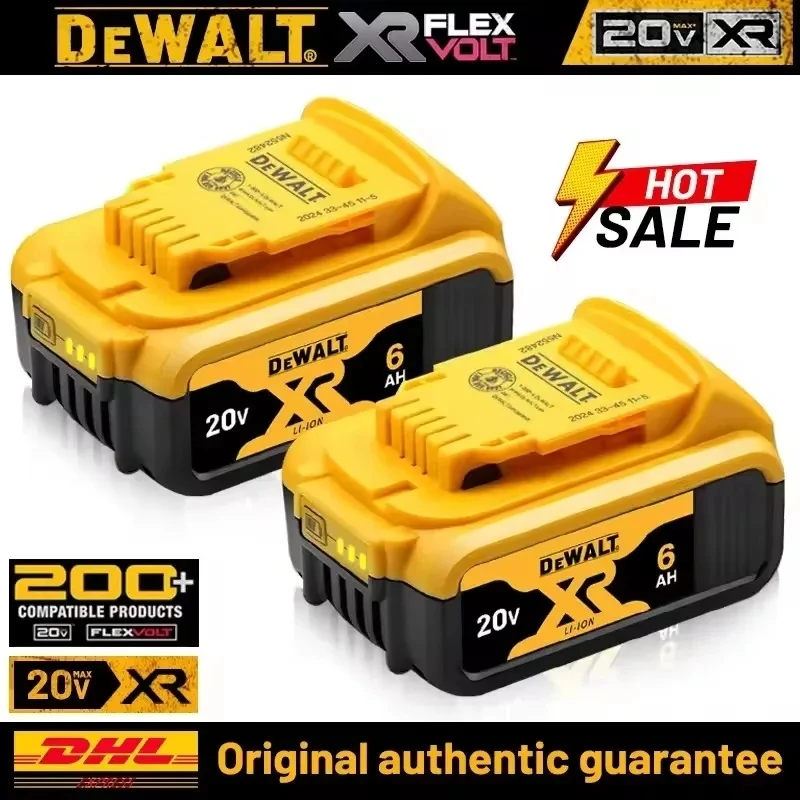 100% Original 20V 6.0Ah MAX Battery Power Tool Replacement For DeWalt DCB184 DCB181 DCB182 DCB200 20V 5A 6A 18Volt 20v Battery.