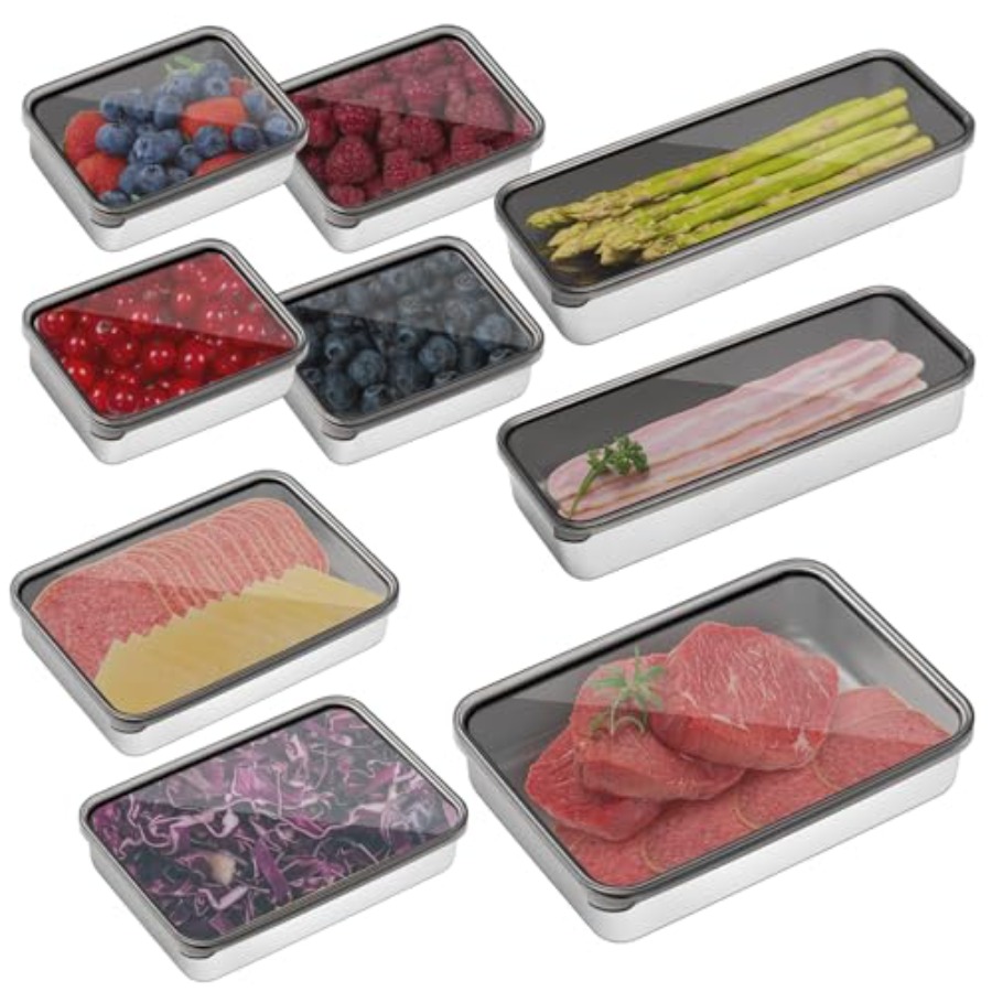 パックベーコンチーズコンテナ冷蔵庫用 304 ステンレス鋼気密デリ肉コンテナ食器洗い機対応冷蔵庫ストレージ Fr