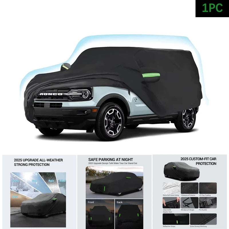 屋外車カバーカスタムフィット防水全天候自動車用雨雪日焼けプロテクターフォードブロンコスポーツ 2021-2024 2022