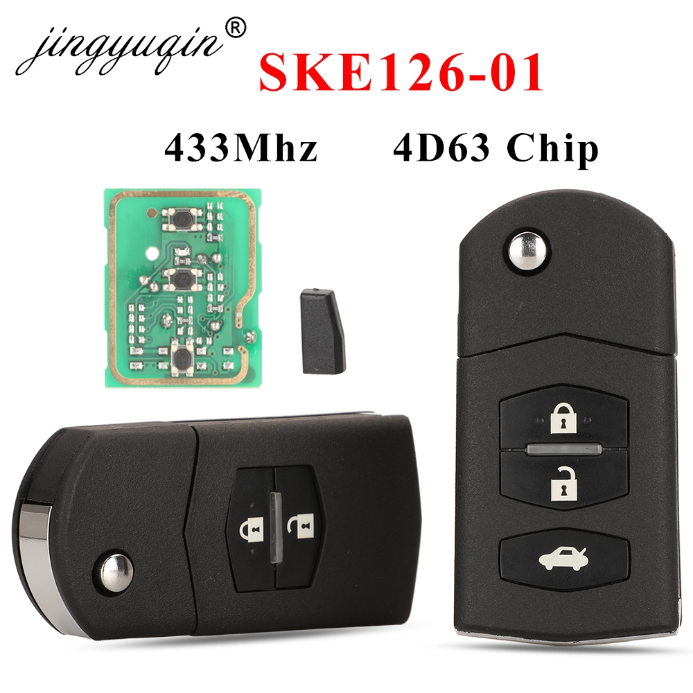 Jingyuqin SKE126-01 2/3 ボタンフリップカーリモートキーマツダ 2 M2 デミオ/3 M3 アクセラ/5 M5 プレマシー/6 M6 アテンザ 8 M8 MPV CX7