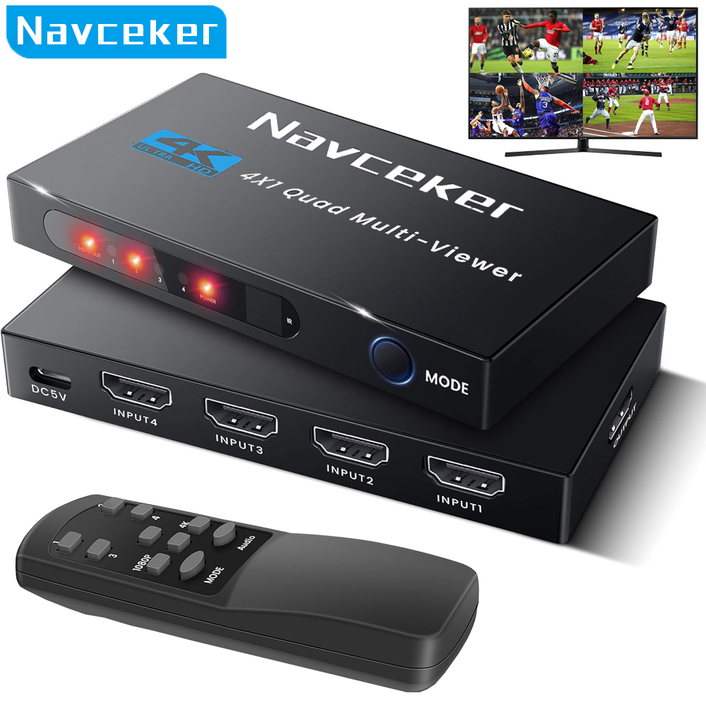 4K HDMI クアッドスクリーンマルチビューアー 4x1 1080P 4 in 1 out HDMI マルチビューアー シームレススイッチャー 9 表示モードカメララップトップ PC TV