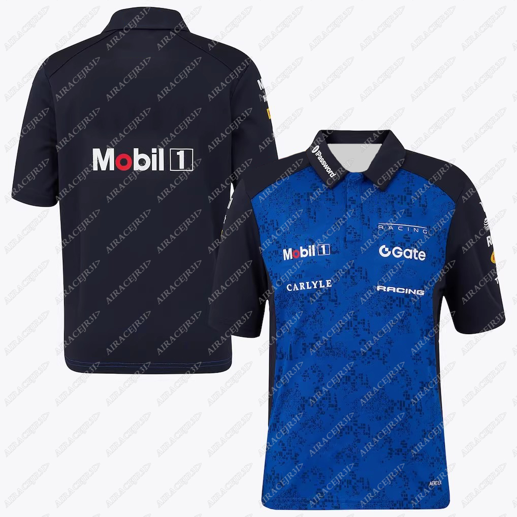 2026 Bull Racing Drivers MAX ポロシャツ ブルー ラペル ボタン 夏 通気性 速乾性 色あせしません
