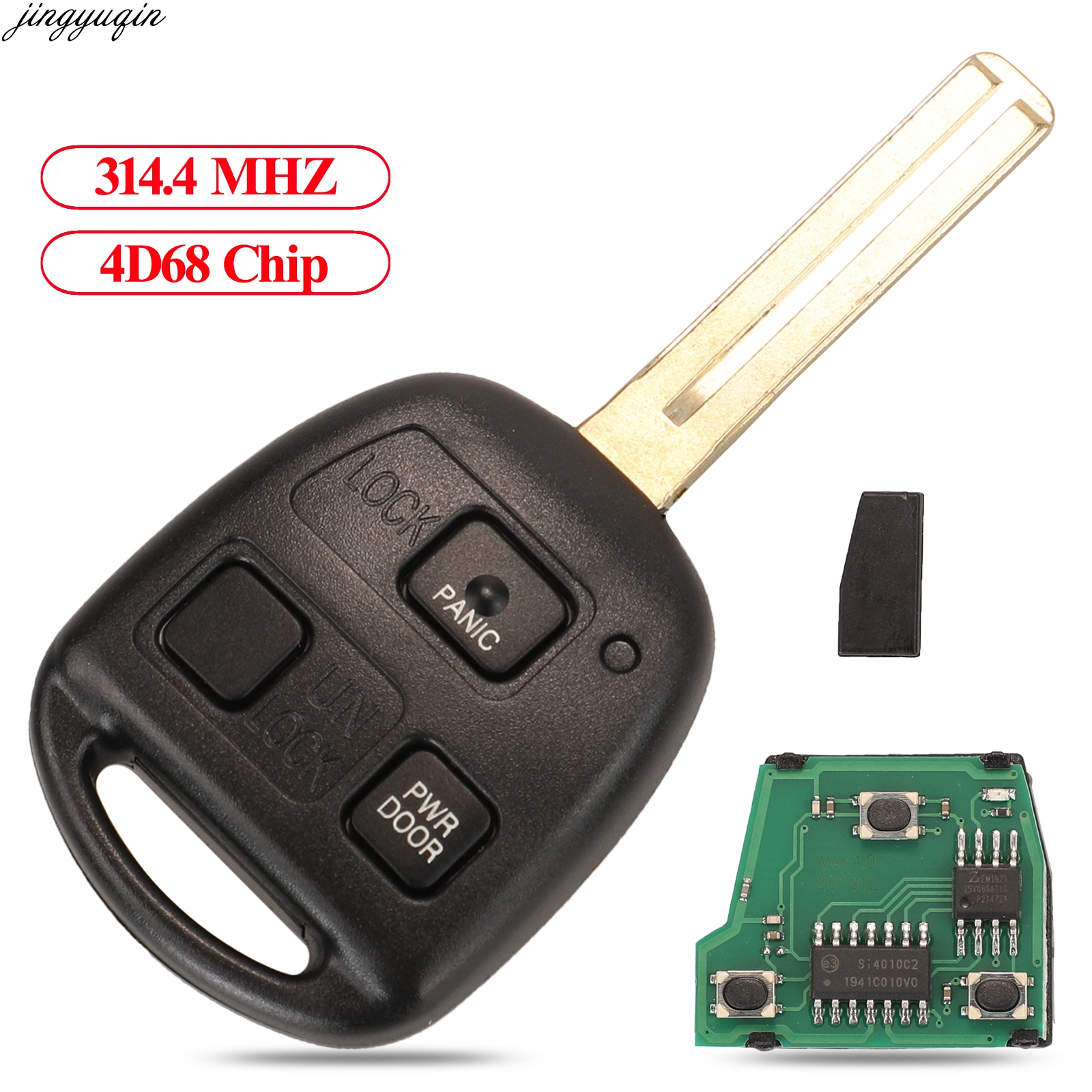 Jingyuqin HYQ12BBT リモート車のキー制御 4D68 チップ 314.4MHZ トヨタレクサス RX330 RX350 RX400h RX450h 3 ボタン FOB