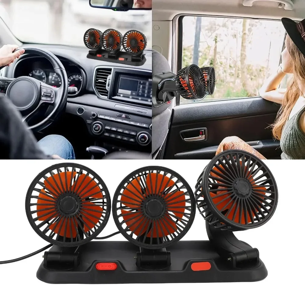 調整可能な 1/3 ヘッド空気ファン 車用 2 スピード 360 度回転 サイレント Ventilador Portátil 家庭用、オフィス Ventilador