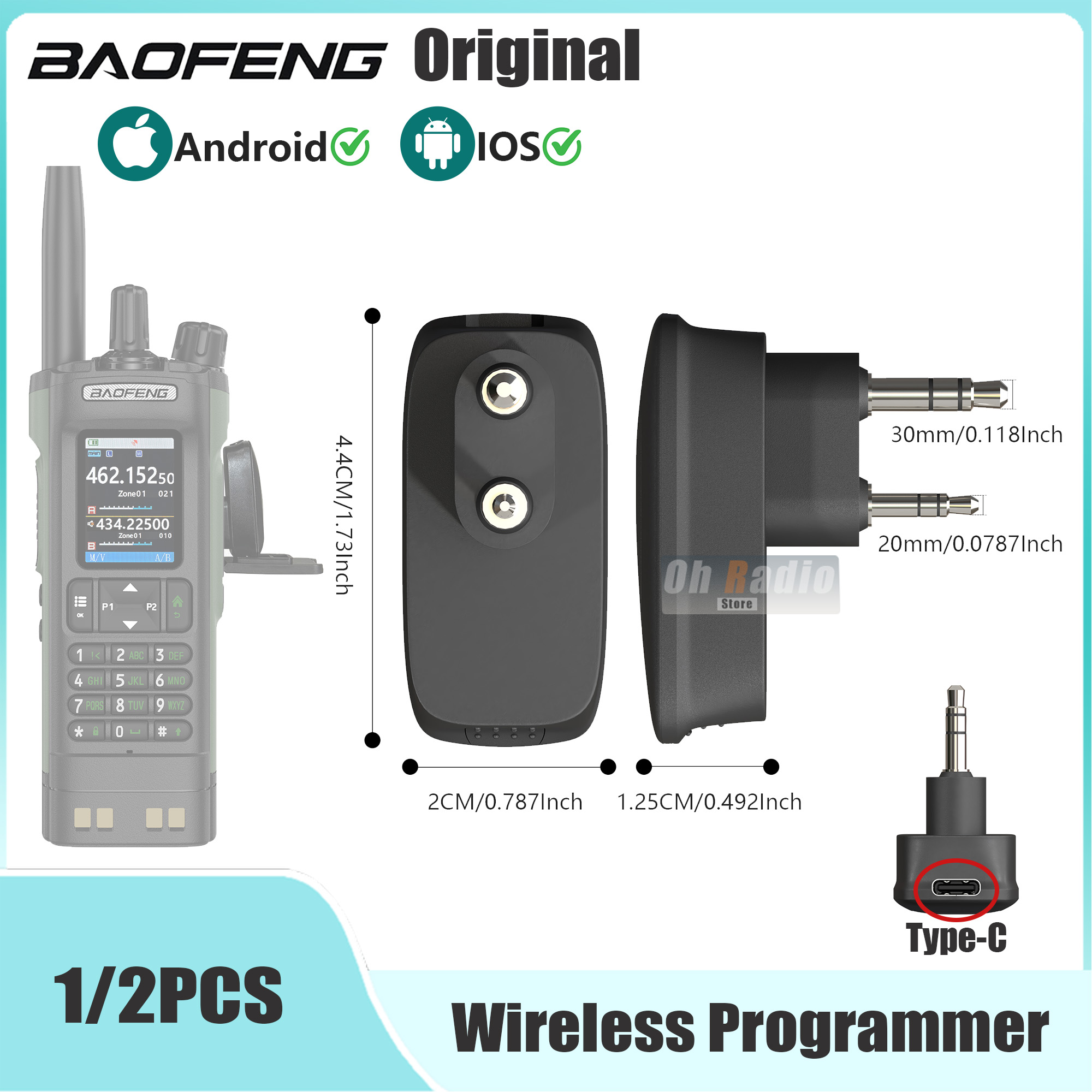 Baofeng ラジオワイヤレスプログラマー電話プログラミングトランシーバー周波数ライター検索リピータープログラミングケーブル DM-32 UV5R