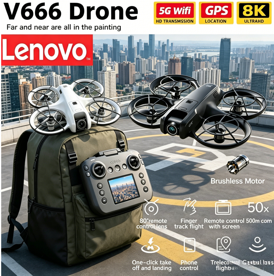 レノボ V666 ミニドローン 8 18K プロフェッショナル WIFI 5 グラムドローン障害物回避ブラシレス高度ヘッドレスモード RC Quadcopter おもちゃ