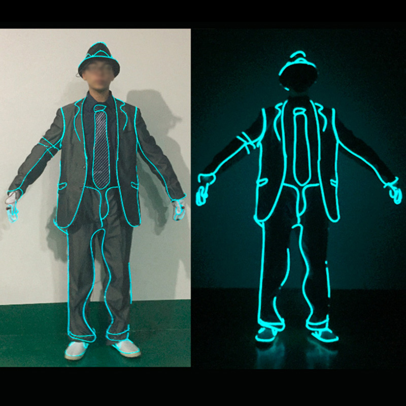 EL ネオンワイヤーストリングライト大人の輝くジャズダンス衣装電子ダンスパフォーマンス衣装クラブステージ小道具