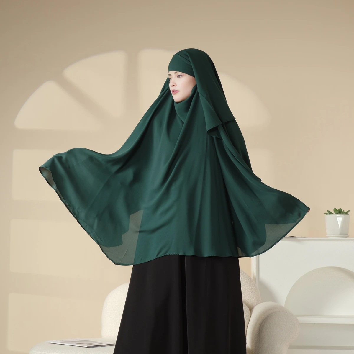 イスラム教徒の女性シフォンヒジャーブイスラム祈りスカーフイードラマダンキマールオーバーヘッド頭飾りドバイトルコスカーフブルカニカブニカブ