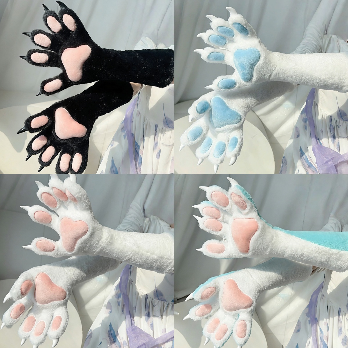 6 スタイル着ぐるみ足部分毛皮のようなパフォーマンスコスプレ小道具着ぐるみ 5 本指伸縮性ぴったりフィット動物爪手袋 40 センチメートル