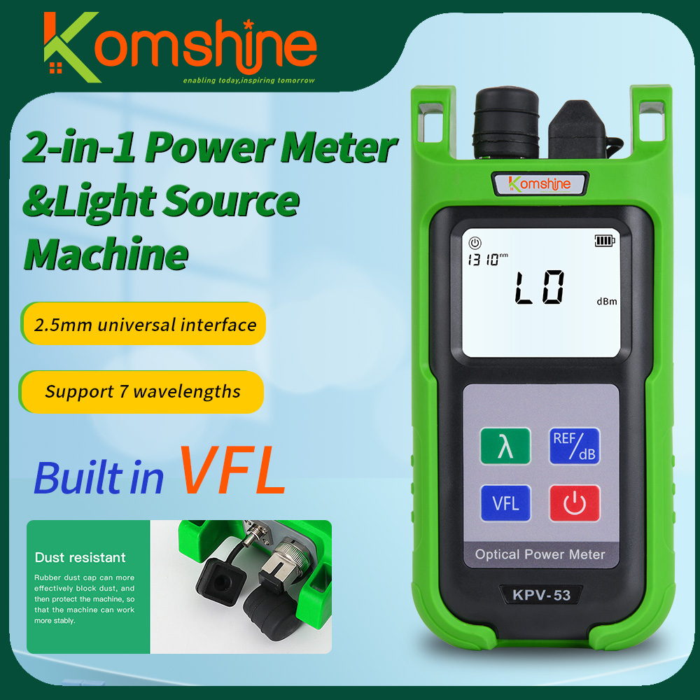 経済的な高精度 Komshine KPV-53 2-in-1 光ファイバーパワーメーター 10mw VFL 内蔵 SC UPC コネクタ LED 機能付き