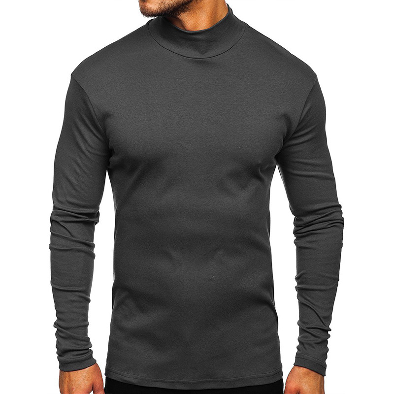 熱下着トップス男性冬服サーマルシャツ秋メンズタイツハイネック薄型スリムフィット長袖 Tシャツ