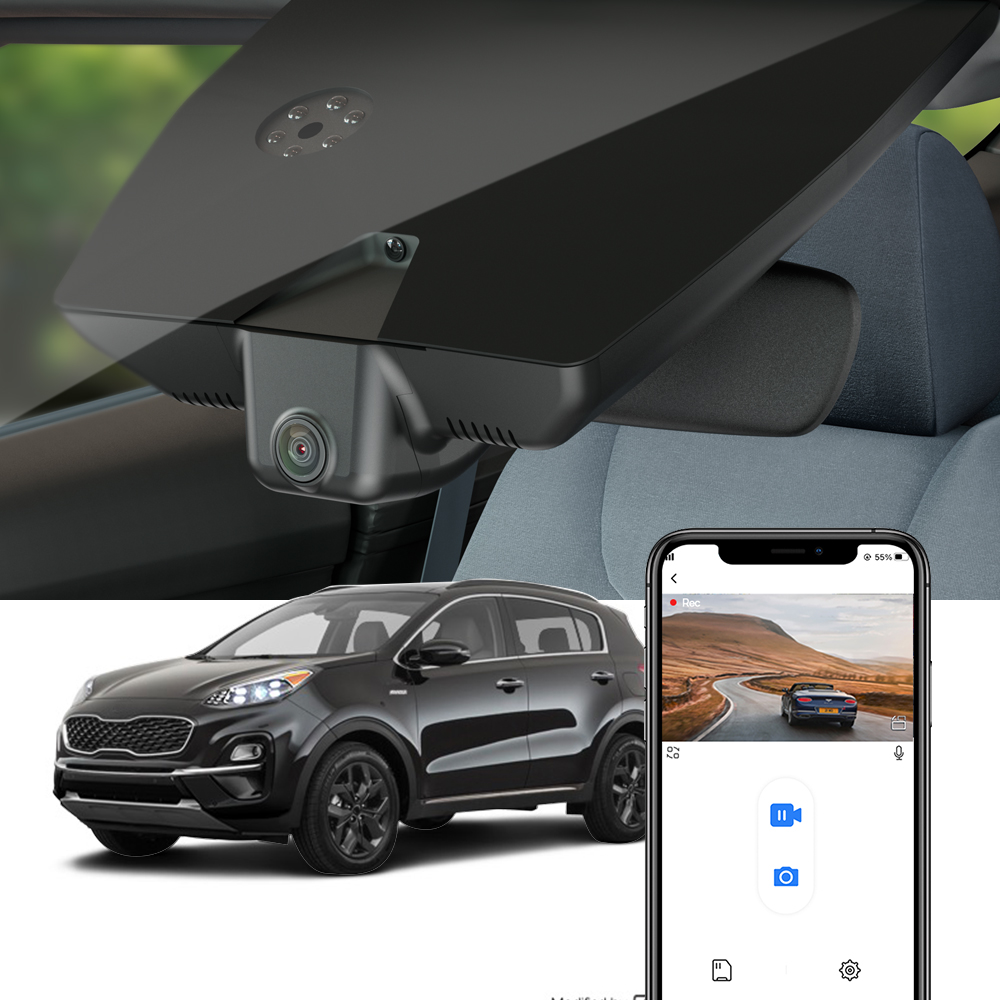 Fitcamx 4K ダッシュカム Kia Sportage 2017-2025 用 車載 DVR カメラ WiFi アプリ付き ループ録画