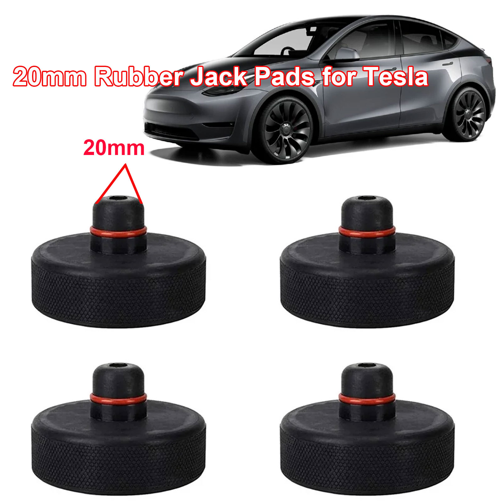 20mm ゴム製ジャックパッド テスラモデル 3/S/X/Y アップグレード用 頑丈なゴム製リフトジャックパック フロアジャックアダプター バッテリーを保護