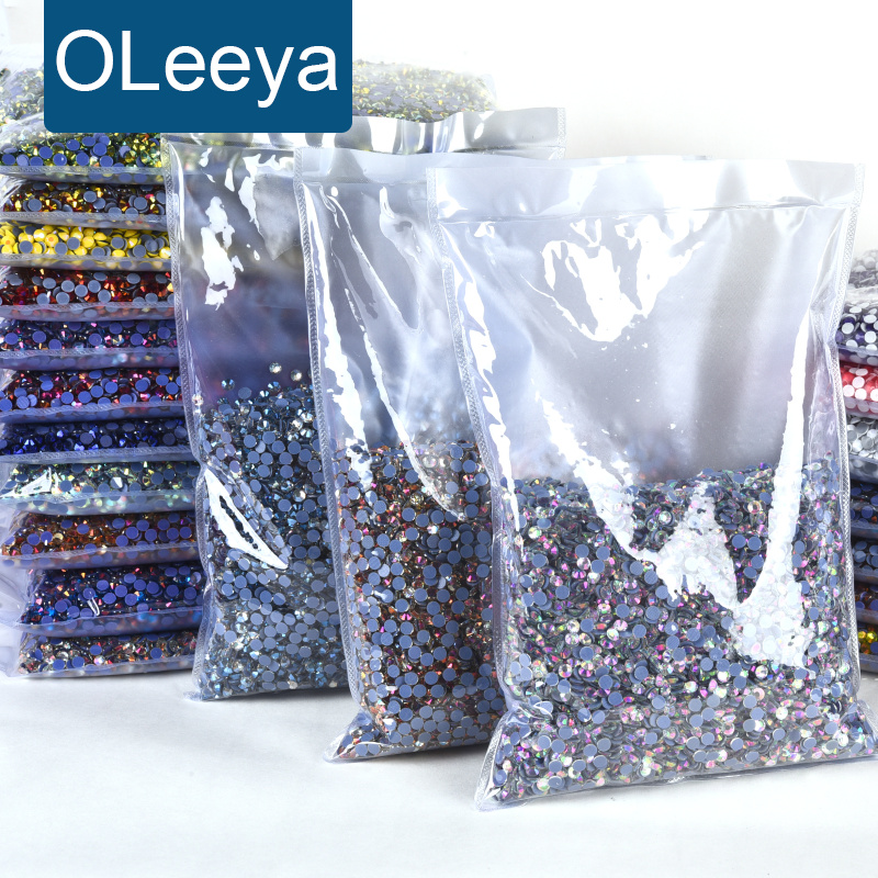 OLeeya Wholesale Bulk Glass Cystal Hotfix Rhinestones Glitter Multi Colors Strass Stones Diamond Art Accessories стразы DIY
