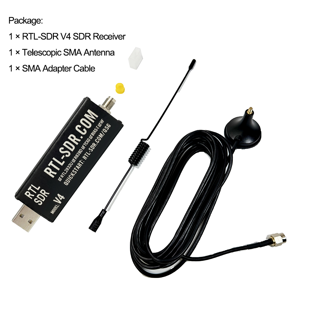 RTL-SDR V4 ソフトウェア無線受信機 500KHz-1.766GHz R828D チューナーチップ金属ケーシング SMA ポート RTL2832U 1PPM TCXO バイアスティー