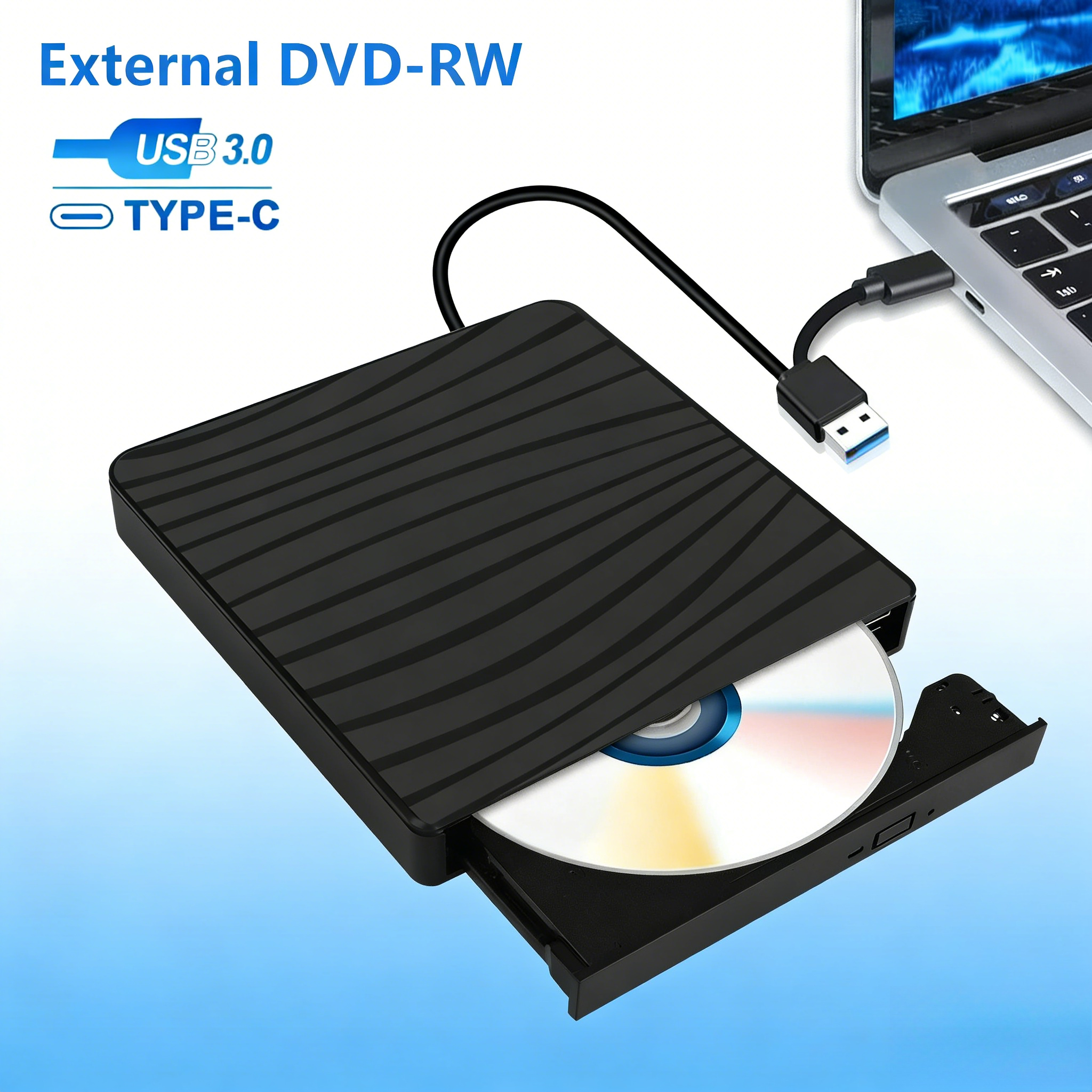 外部 CD DVD ドライブ USB 3.0 Type-C CD バーナー ポータブル CD /-RW ドライブ DVD プレーヤー ROM リライター バーナー レコーダー ラップトップ PC 用