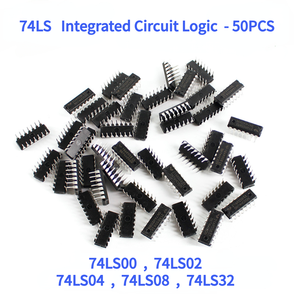 50 ピース/ロット 74LS 集積回路ロジック DIP-14 IC キット 5 値 74LS00 74LS02 74LS04 74LS08 74LS32 IC チップ詰め合わせキット