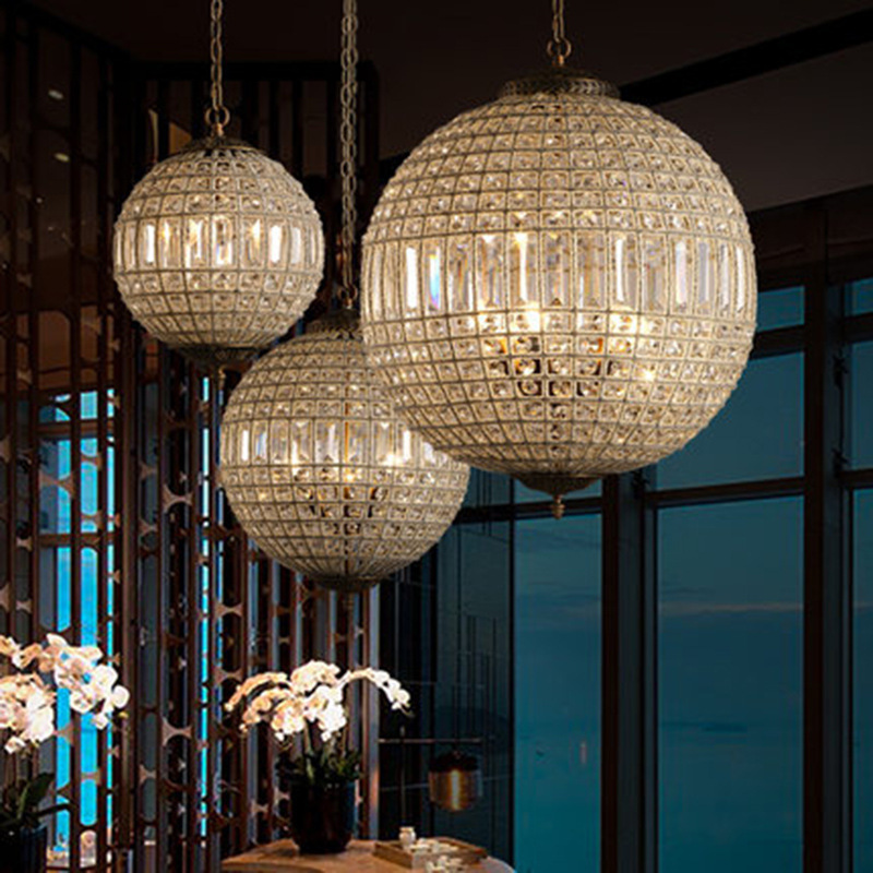 Retro Vintage Royal Empire Ball Chandelier Crystal Modern Pendant Lamp Lustres Lights E27 For Living Room Bedroom Bathroom Hotel