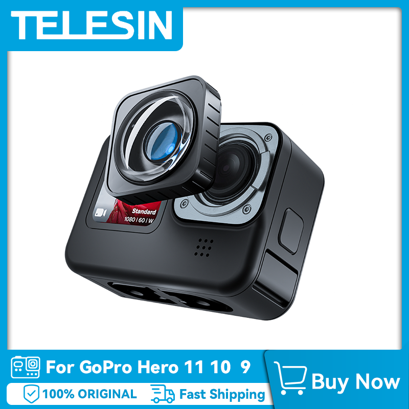 TELESIN レンズ Mod for GoPro Hero 9 10 11 アクセサリーブラック抗アルミニウム合金防水レンズ超広角 155 度レンズ