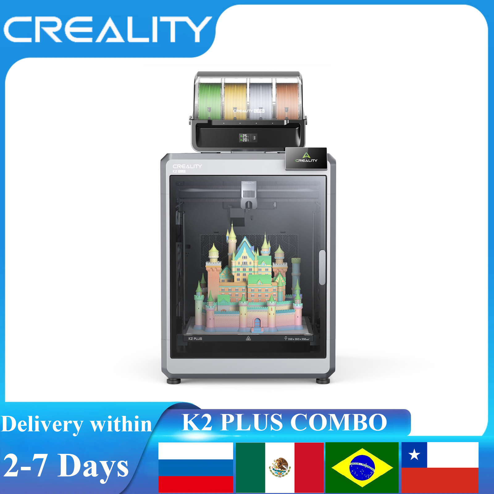 Creality K2 PLUS コンボ 3D プリンタ 600mm/s 速度 350*350*350mm 印刷領域ダブル AI カメラオールメタルマルチカラー 3D プリンタ