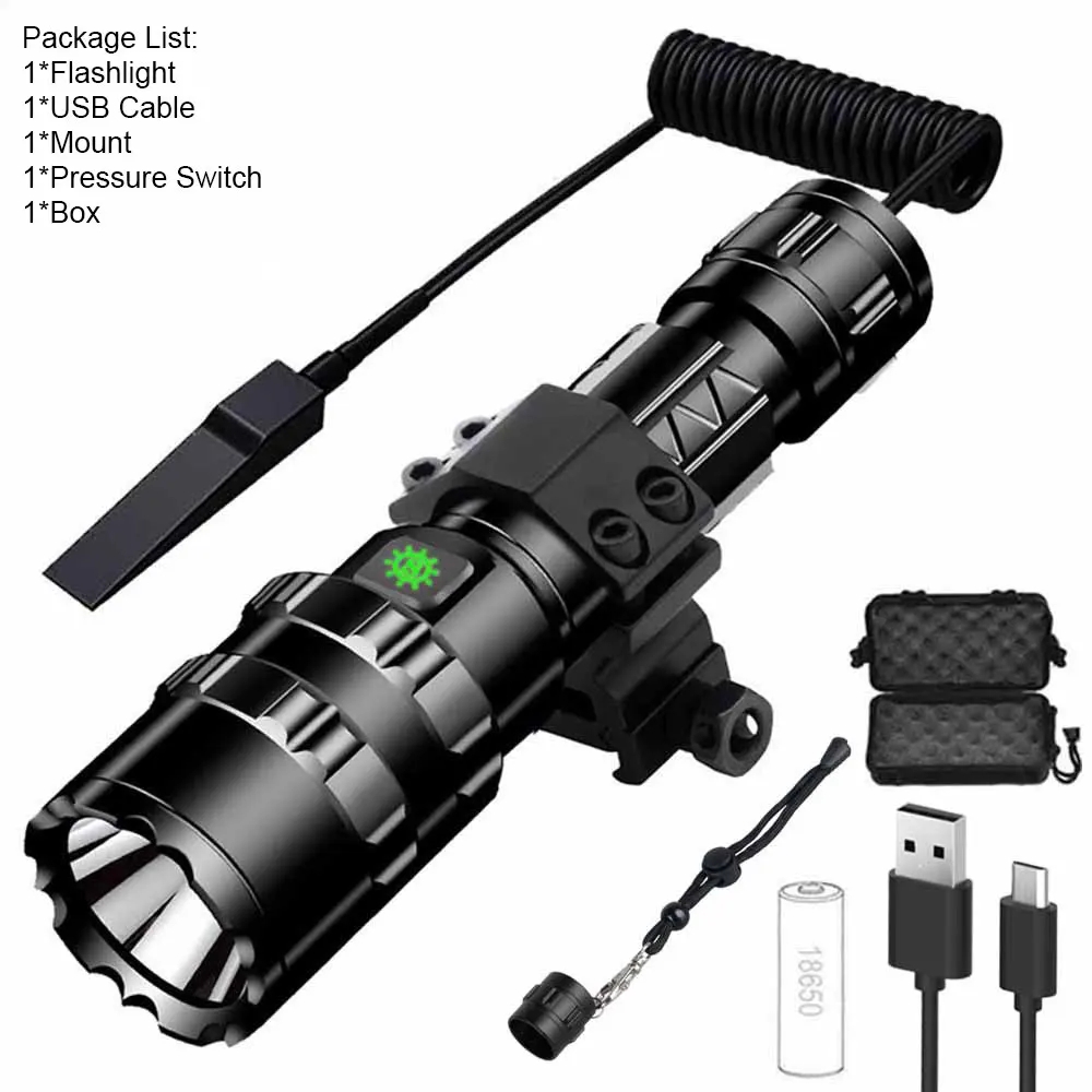 プロの狩猟戦術夜間偵察 LED 懐中電灯 L2 ランプビーズ防水充電式屋外ポータブルトーチ