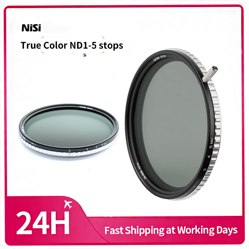 NiSi Swift True Color ND-Vario、1-5 ストップ (ND2-ND32) 可変 ND フィルター、49 52 58 62 67 72 77 82 86 95mm カメラレンズフィルター